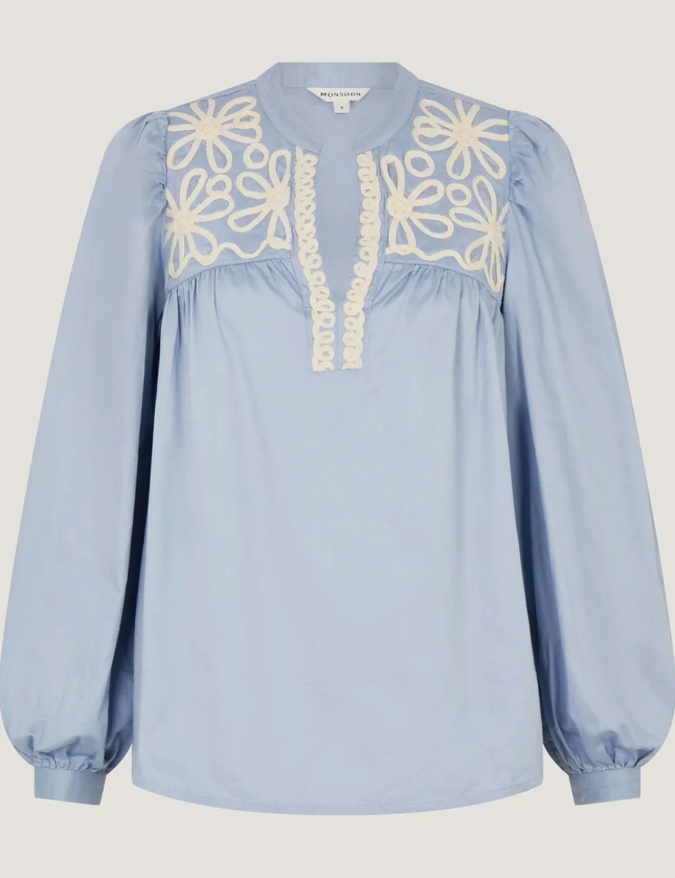 Pure Cotton Embroidered Notch Neck Top