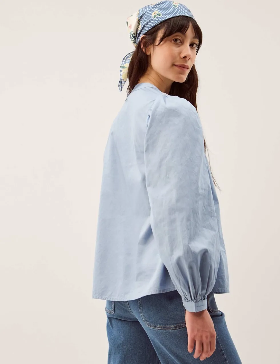 Pure Cotton Embroidered Notch Neck Top