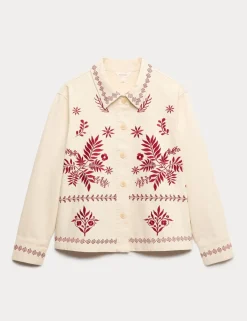Pure Cotton Embroidered Overshirt
