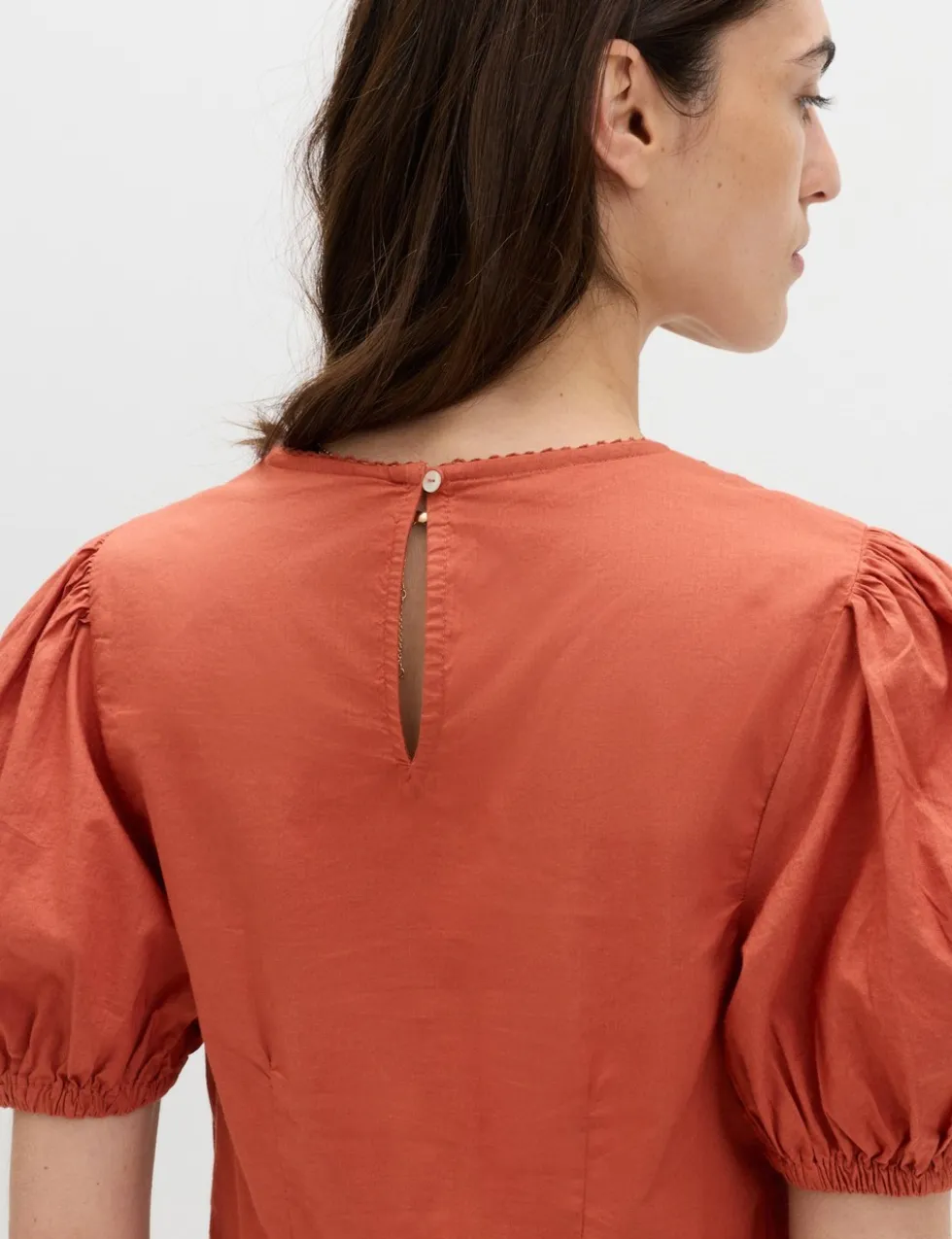 Pure Cotton Embroidered Puff Sleeve Blouse