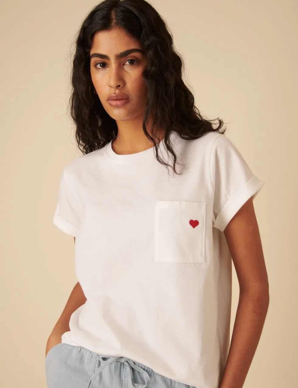 Pure Cotton Embroidered Pocket T-Shirt