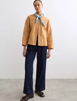 Pure Cotton Embroidered Quilted Jacket