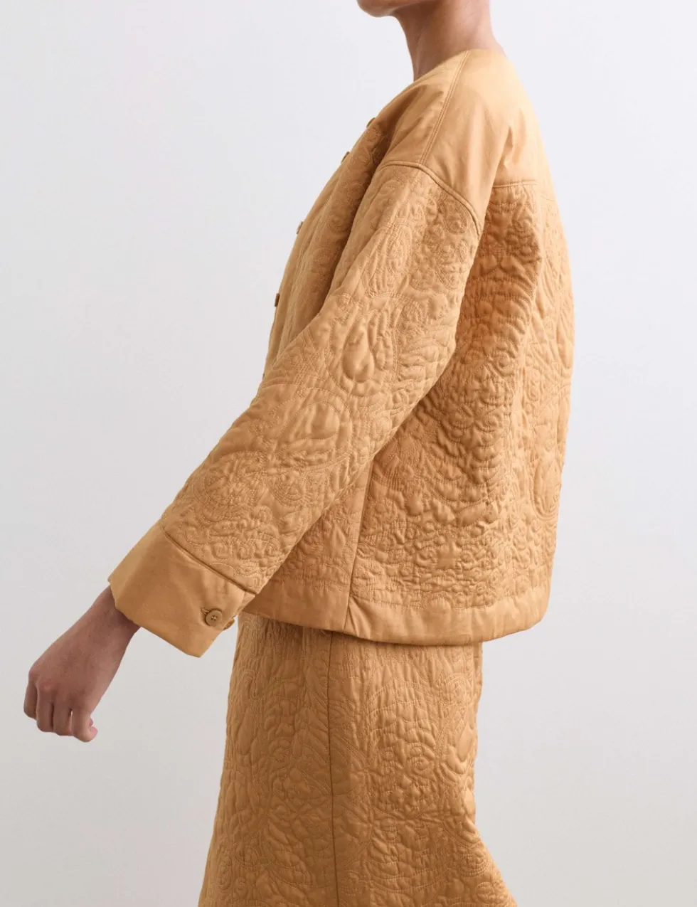 Pure Cotton Embroidered Quilted Jacket