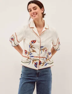 Pure Cotton Embroidered Ric Rac Trim Shirt
