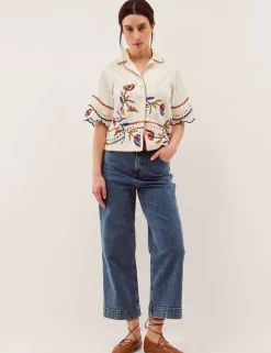 Pure Cotton Embroidered Ric Rac Trim Shirt