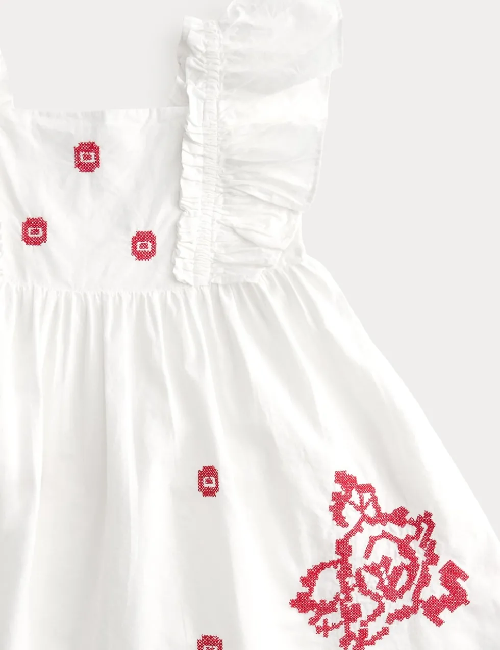 Pure Cotton Embroidered Ruffle Sleeve Dress (2-10 Yrs)