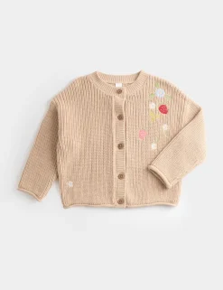 Pure Cotton Embroidered Strawberry Cardigan (0-3 Yrs)