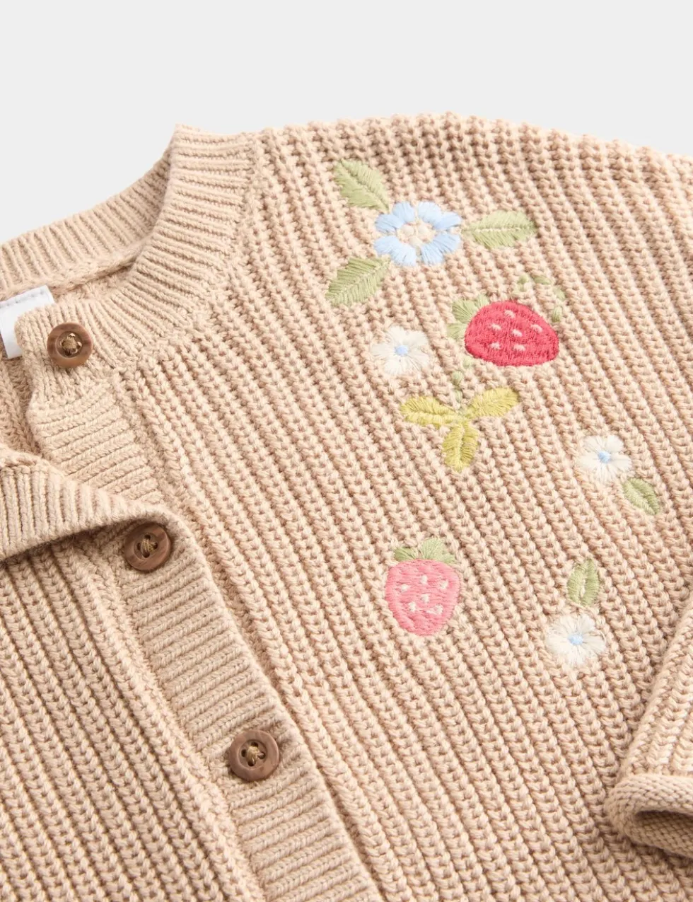 Pure Cotton Embroidered Strawberry Cardigan (0-3 Yrs)