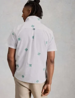 Pure Cotton Embroidered Short Sleeve Shirt