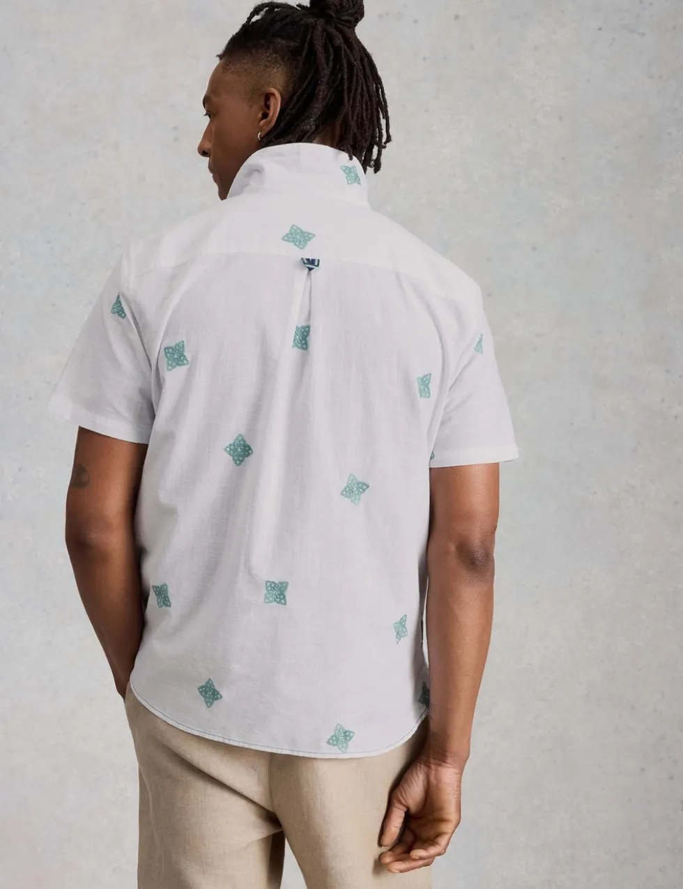 Pure Cotton Embroidered Short Sleeve Shirt