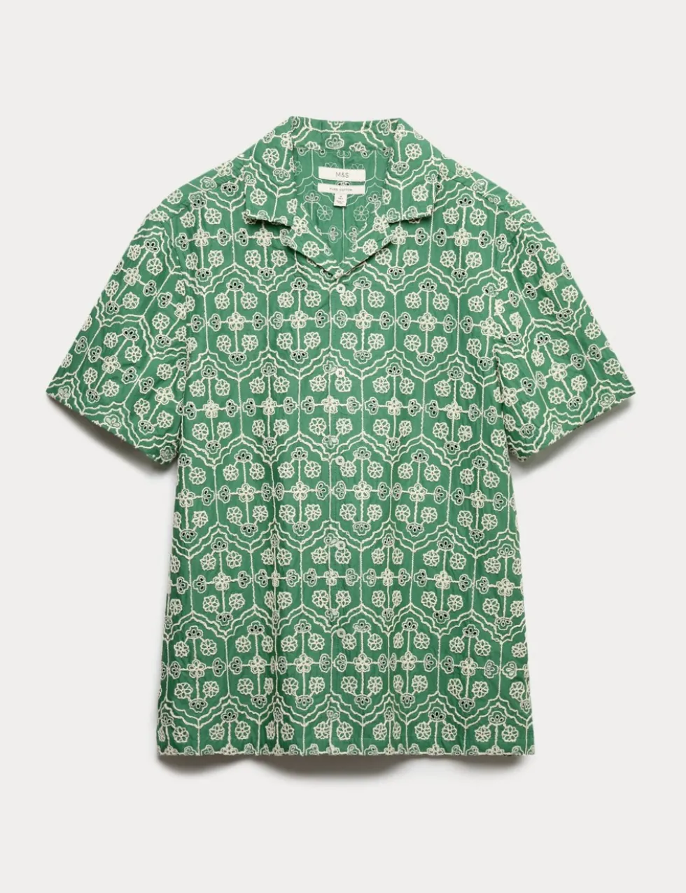 Pure Cotton Embroidered Short Sleeve Shirt