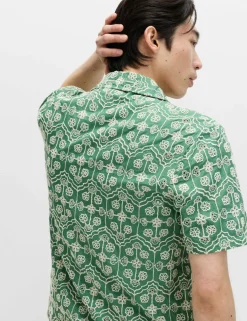 Pure Cotton Embroidered Short Sleeve Shirt