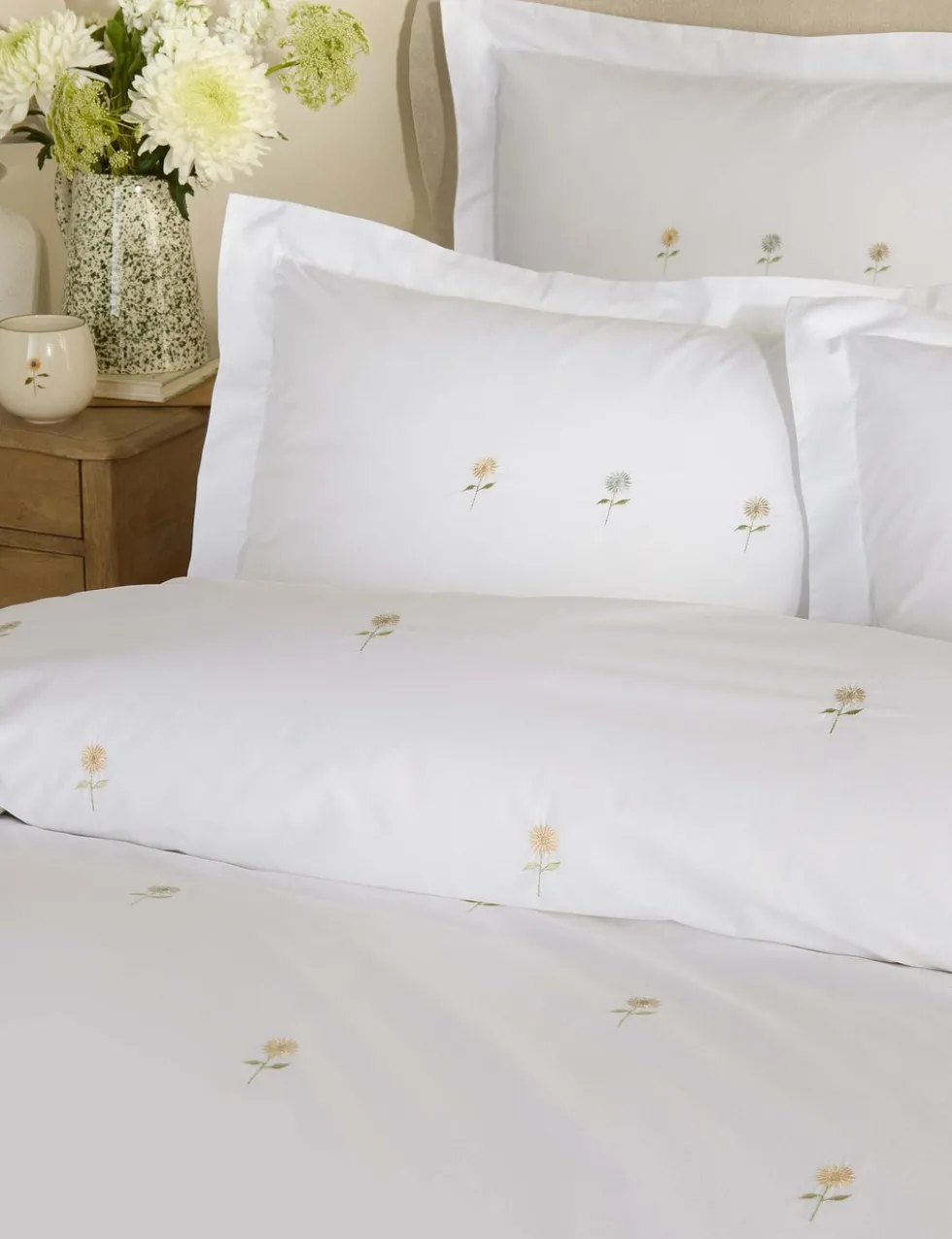 Pure Cotton Embroidered Sunflower Bedding Set