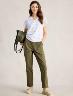 Pure Cotton Embroidered Stripe T-Shirt