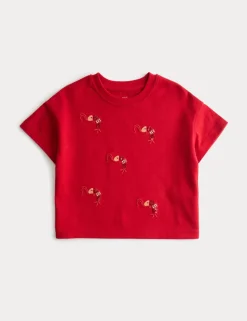 Pure Cotton Embroidered Shrimp T-Shirt (2-8 Yrs)