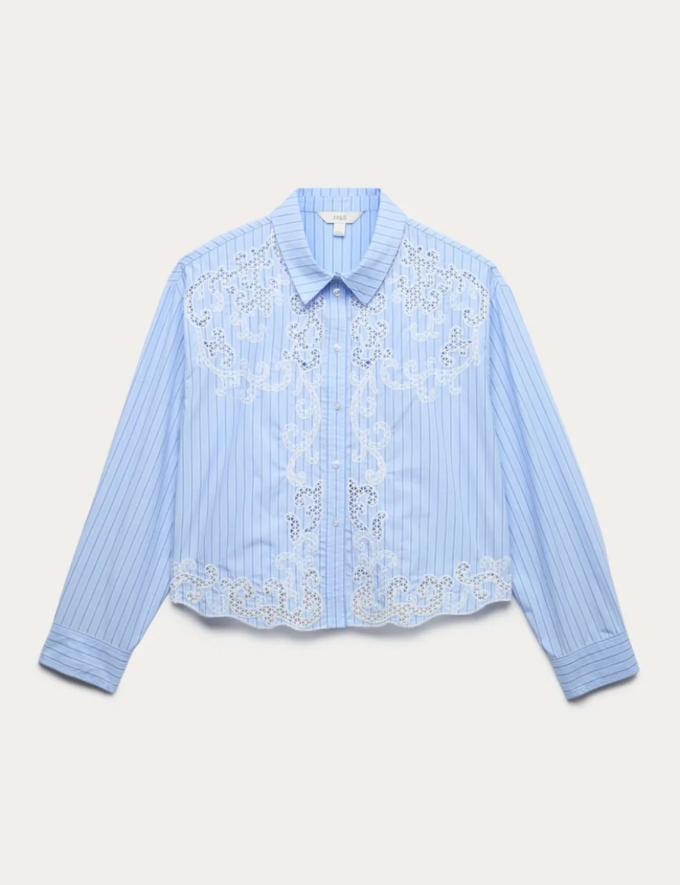 Pure Cotton Embroidered Striped Shirt