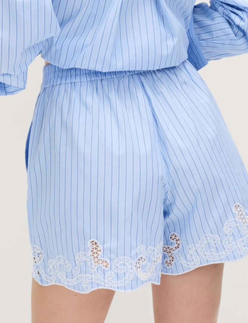 Pure Cotton Embroidered Striped Shorts