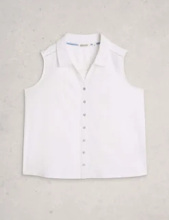 Pure Cotton Embroidered Sleeveless Shirt