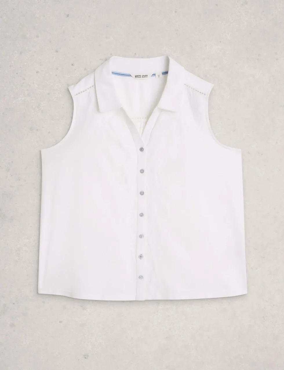 Pure Cotton Embroidered Sleeveless Shirt