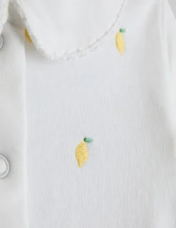 Pure Cotton Embroidered Sleepsuit (7lbs-12 Mths)