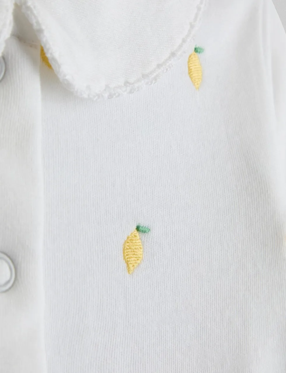 Pure Cotton Embroidered Sleepsuit (7lbs-12 Mths)
