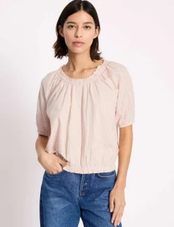 Pure Cotton Embroidered Scoop Neck Top