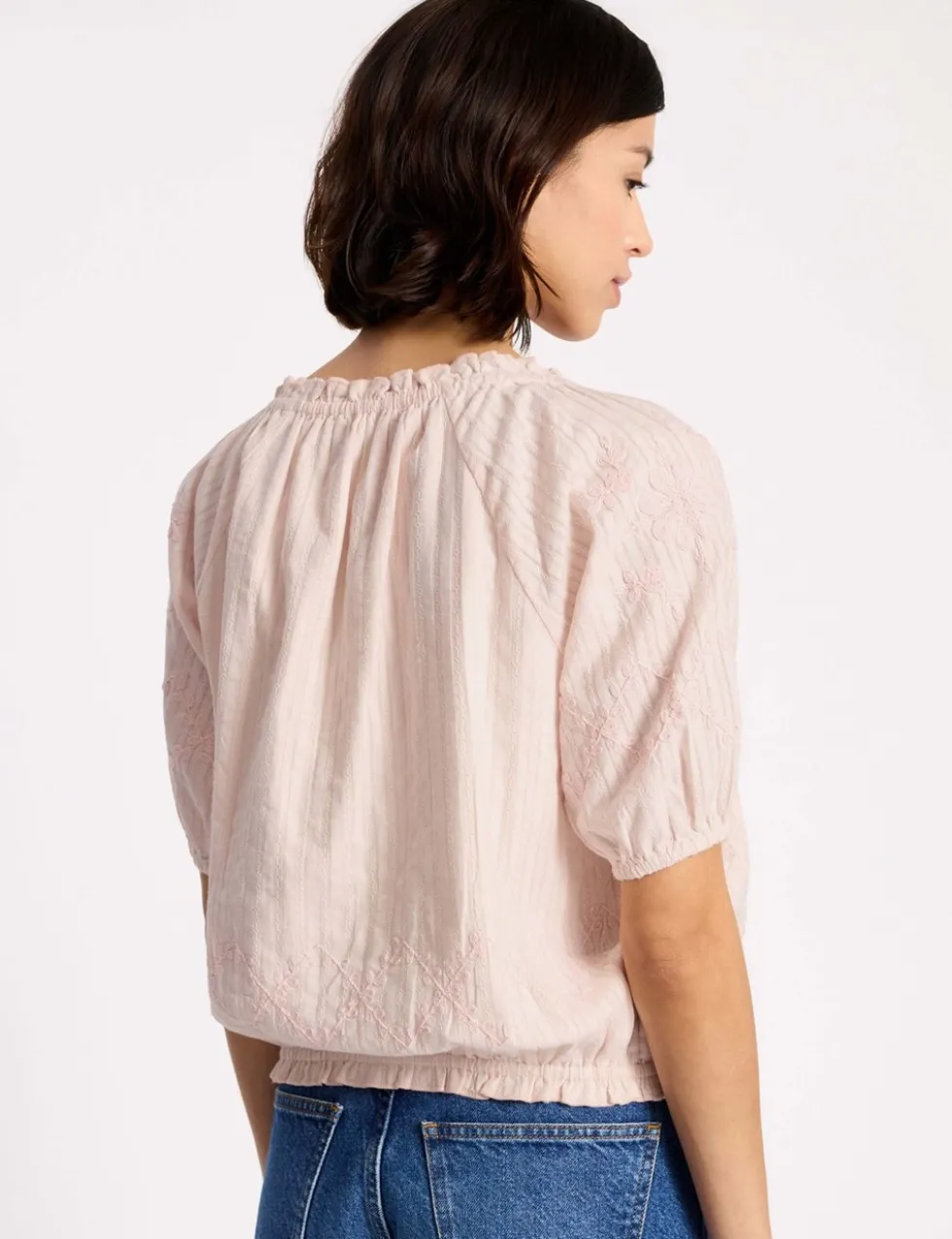 Pure Cotton Embroidered Scoop Neck Top