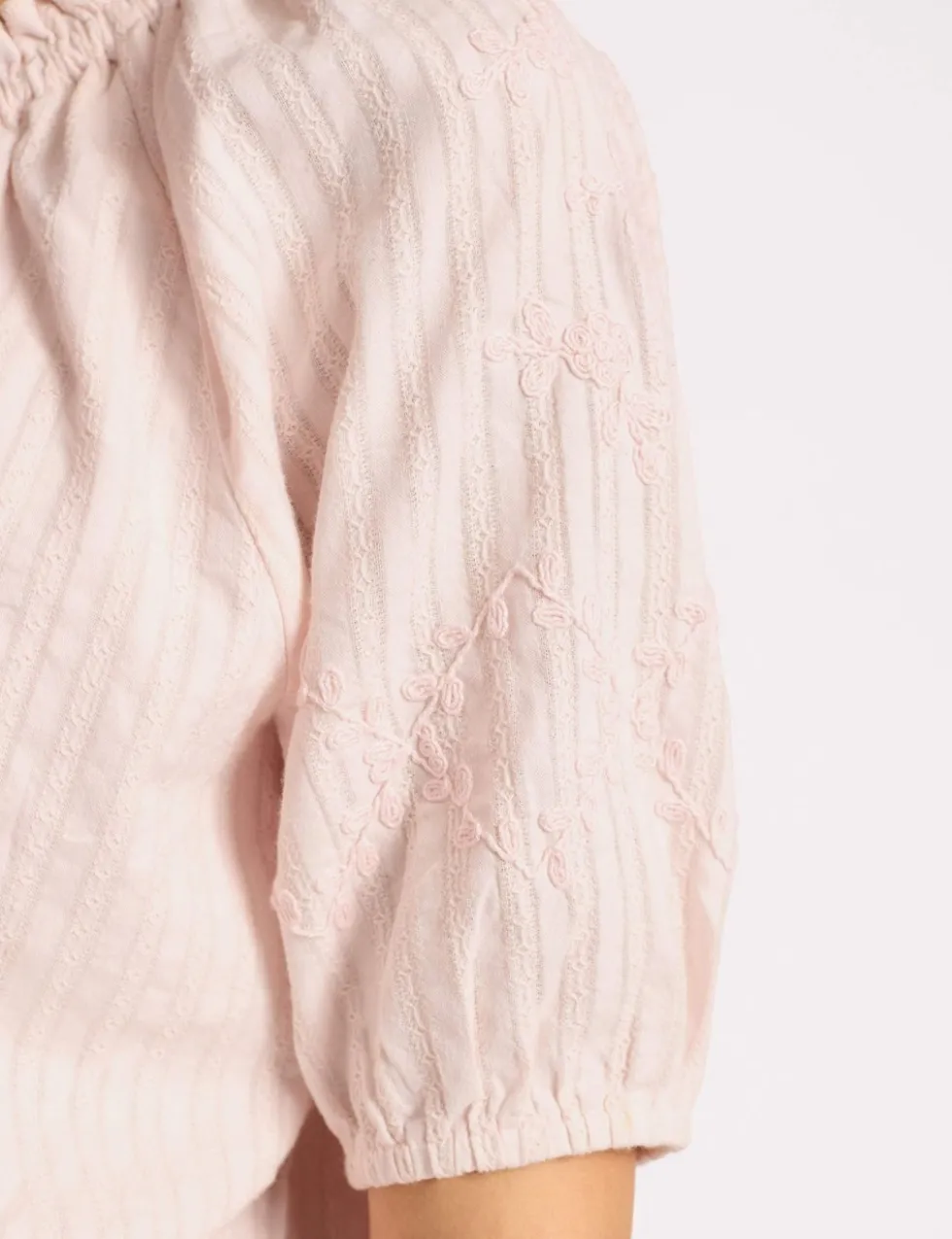 Pure Cotton Embroidered Scoop Neck Top