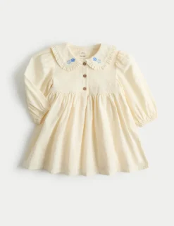 Pure Cotton Embroidered Sailor Collar Dress (0-5 Yrs)