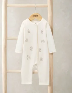 Pure Cotton Embroidered Teddy Romper (7lbs-12 Mths)