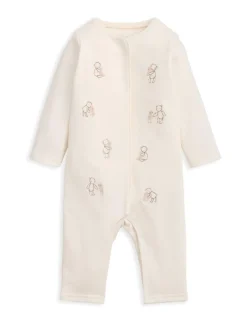 Pure Cotton Embroidered Teddy Romper (7lbs-12 Mths)