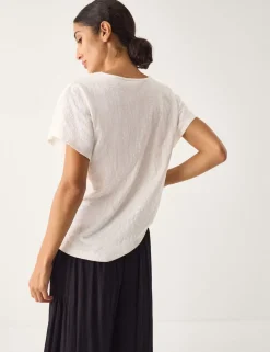 Pure Cotton Embroidered Trim T-Shirt