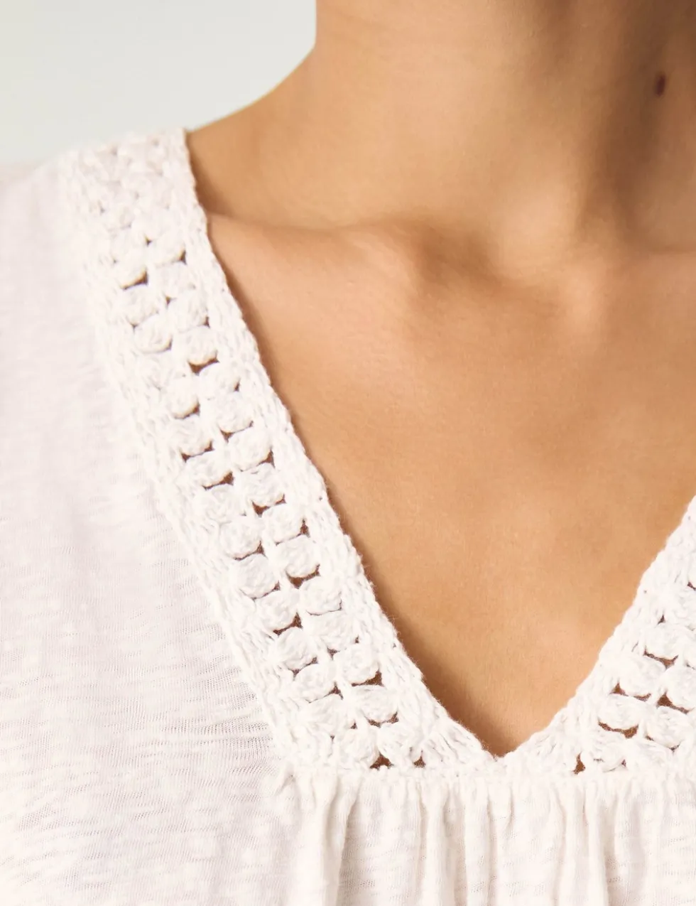 Pure Cotton Embroidered Trim T-Shirt