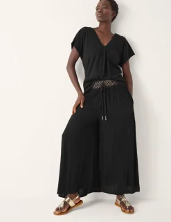 Pure Cotton Embroidered Trim T-Shirt