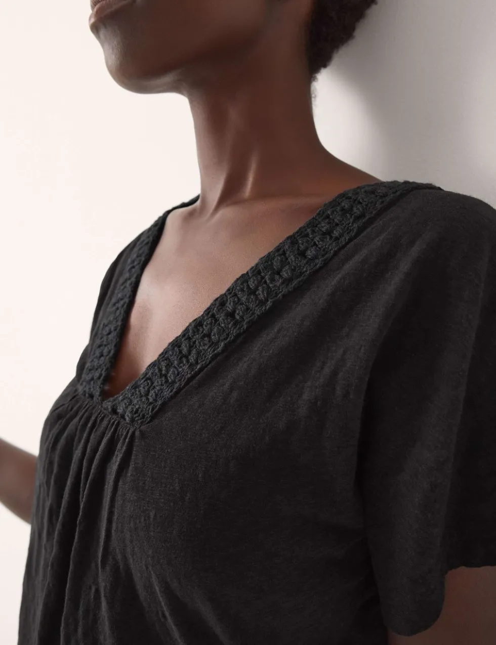 Pure Cotton Embroidered Trim T-Shirt