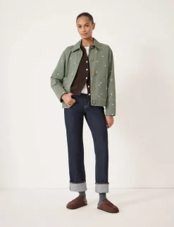 Pure Cotton Embroidered Utility Jacket