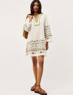 Pure Cotton Embroidered V-Neck Relaxed Tunic