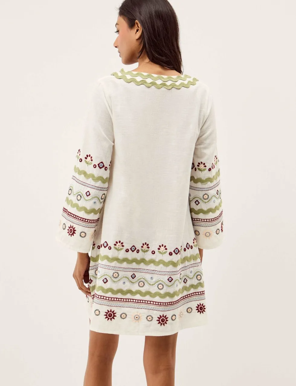 Pure Cotton Embroidered V-Neck Relaxed Tunic