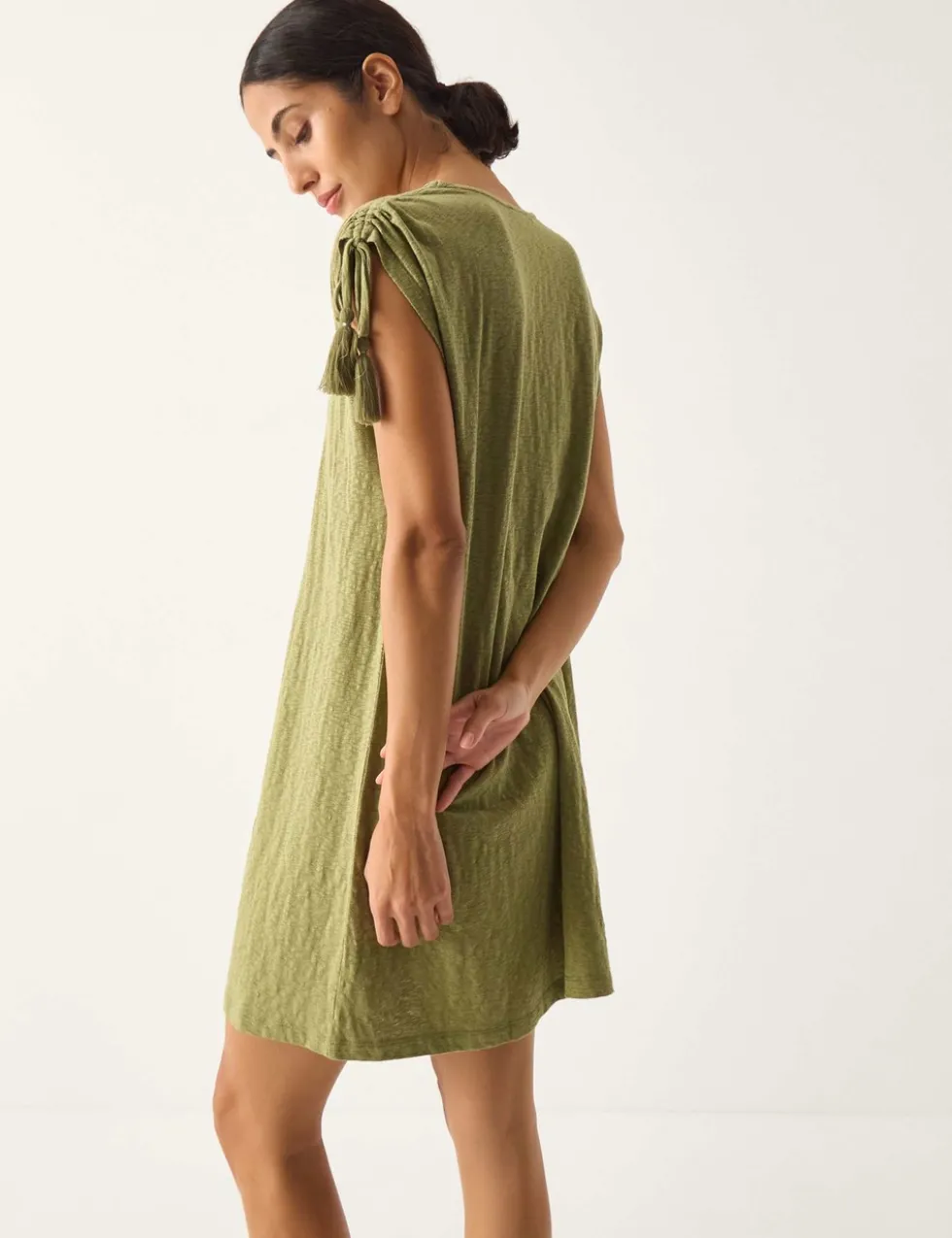 Pure Cotton Embroidered V-Neck Mini Kaftan