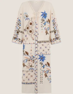 Pure Cotton Embroidered V-Neck Kaftan Dress