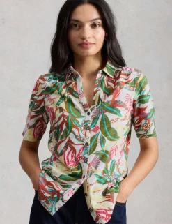 Pure Cotton Embroidery Tie Hem Top