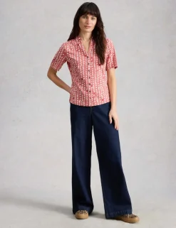 Pure Cotton Embroidery Tie Hem Top