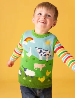 Pure Cotton Farmyard Knitted Vest (3 Mths-5 Yrs)