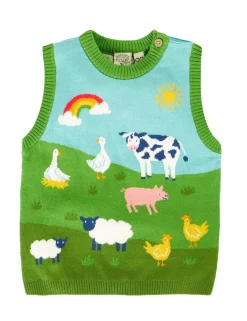 Pure Cotton Farmyard Knitted Vest (3 Mths-5 Yrs)