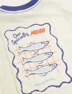 Pure Cotton Fish Graphic T-Shirt (2-8 Yrs)