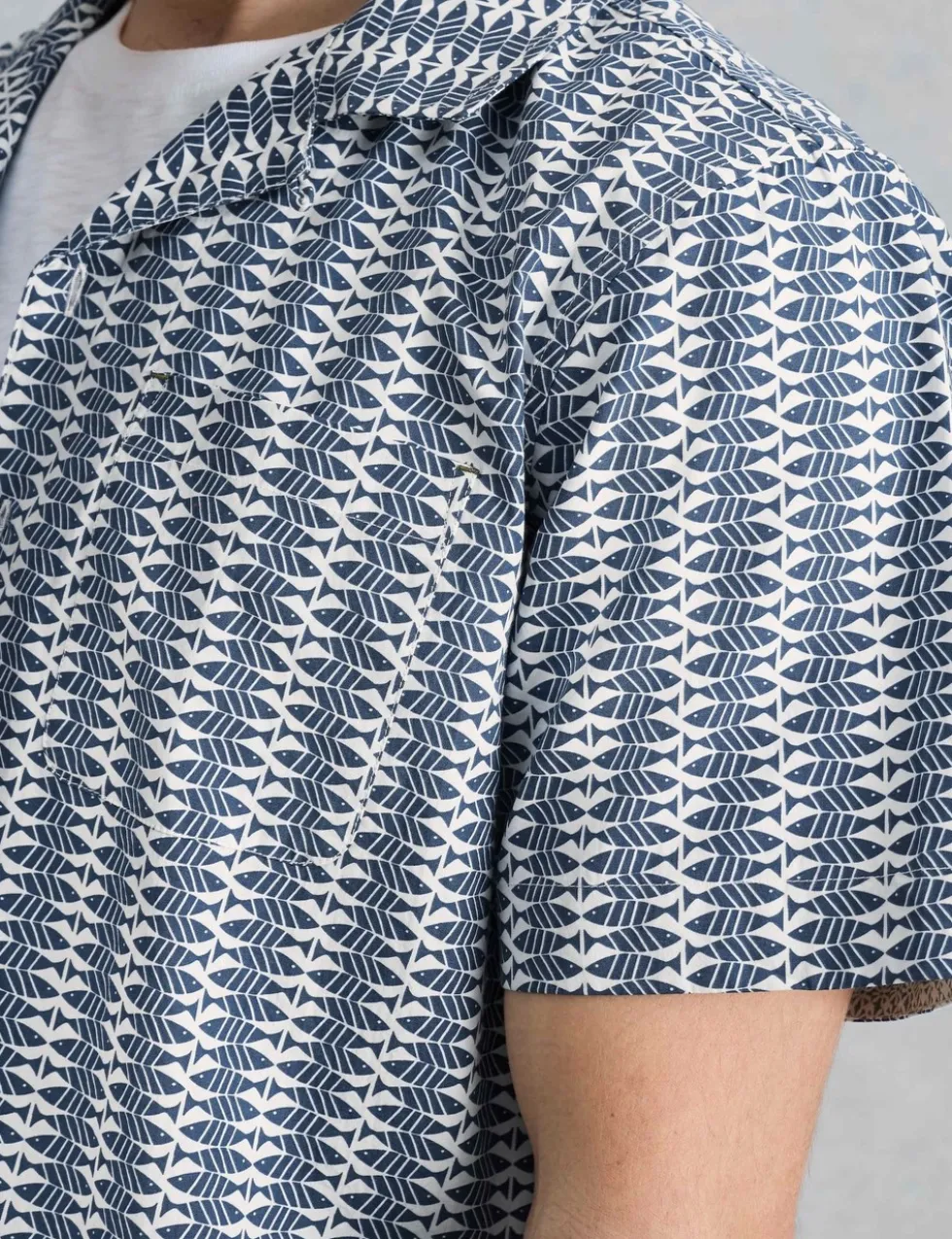 Pure Cotton Fish Print Short Sleeve Shirt