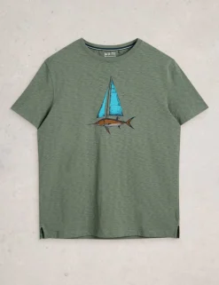 Pure Cotton Fish Sail Graphic T-Shirt