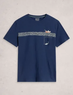 Pure Cotton Fishing Graphic T-Shirt