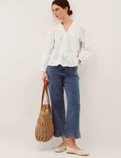 Pure Cotton Floral Applique Shirt