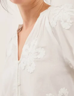 Pure Cotton Floral Applique Shirt